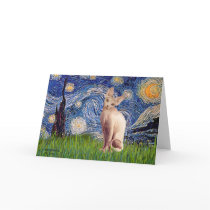Starry Night - Cream Sphynx Cat Card Starry Night - Cream Sphynx Cat Card