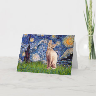 Starry Night - Cream Sphynx Cat Card