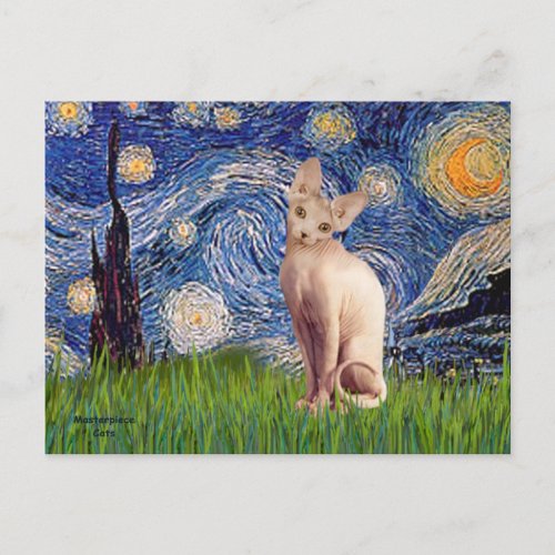 Starry Night â Cream Sphynx Cat Postcard