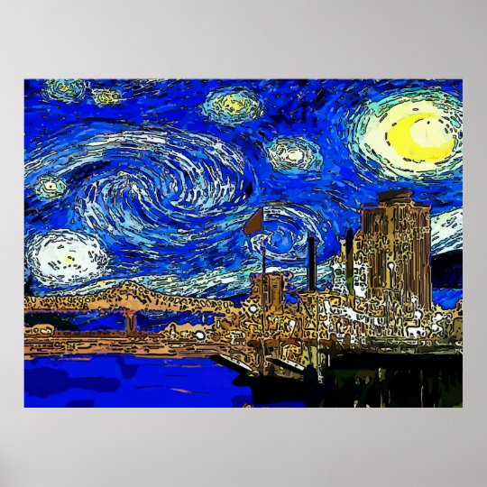 Starry Night Crescent City Poster | Zazzle.com