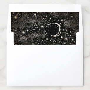 Starry Night Crescent Moon and Stars Celestial Envelope Liner