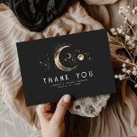 Starry Night Crescent Moon Celestial Thank You<br><div class="desc">Starry night celestial gold and black cute thank you cards</div>