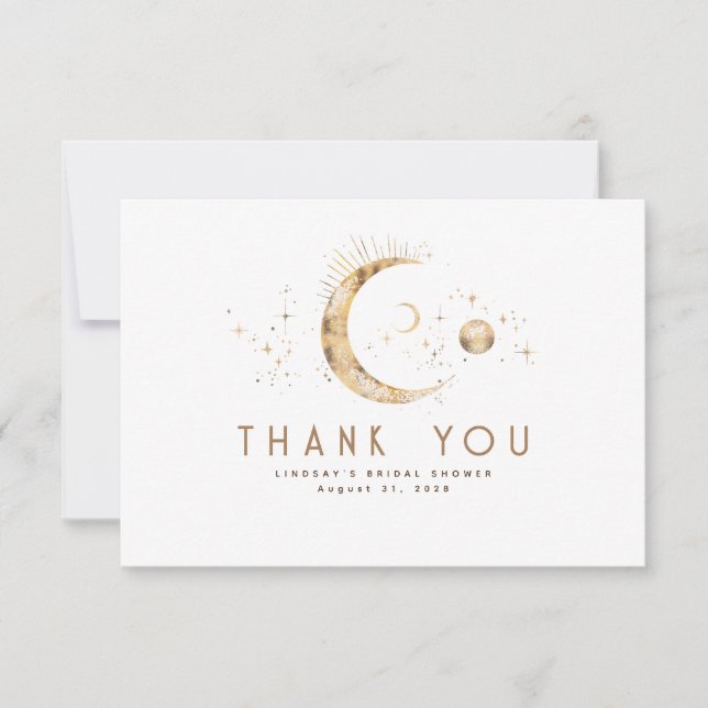 Starry Night Crescent Moon Celestial Thank You Card (Front)