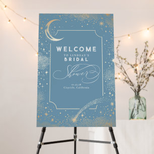 Starry Night Crescent Moon Celestial Welcome Sign
