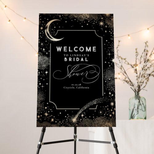 Starry Night Crescent Moon Celestial Welcome Sign