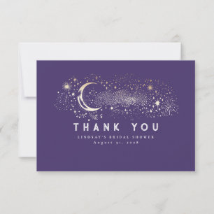 Starry Night Crescent Moon Small Thank You Card