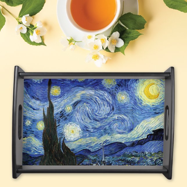 Starry Night Crescent Moon Van Gogh Serving Tray (Creator Uploaded)
