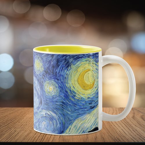 Starry Night Crescent Moon Van Gogh Two_Tone Coffee Mug