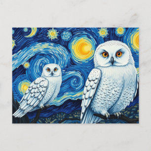 Starry Night Cute Vincent Van Gogh Owl Postcard
