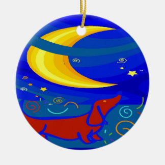 Starry Night Dachshund Ceramic Ornament