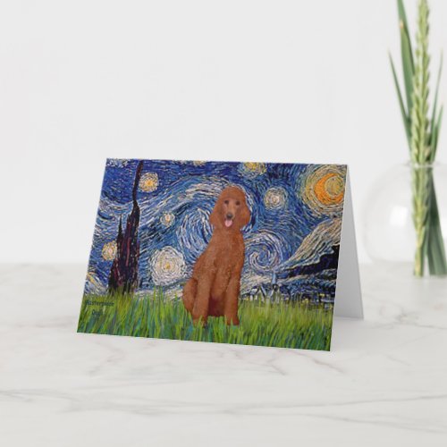 Starry Night _ Dark Red Standard Poodle 1 Card