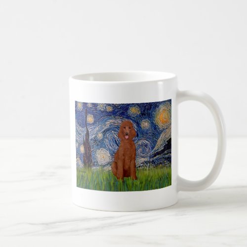 Starry Night _ Dark Red Standard Poodle 1 Coffee Mug