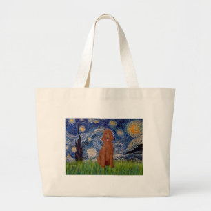 Starry Night - Dark Red Standard Poodle #1 Large Tote Bag