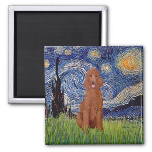 Starry Night _ Dark Red Standard Poodle 1 Magnet