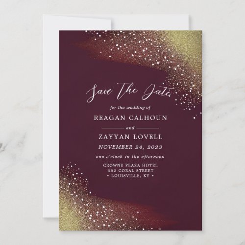 Starry Night Deep Crimson Save The Date Card