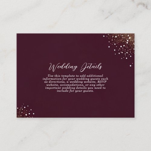Starry Night Deep Crimson Wedding Details Enclosure Card