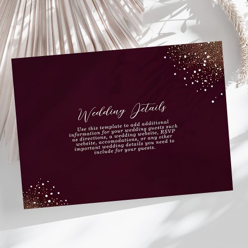 Starry Night Deep Crimson Wedding Details Enclosure Card