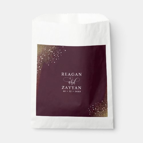 Starry Night Deep Crimson Wedding Favor Bag