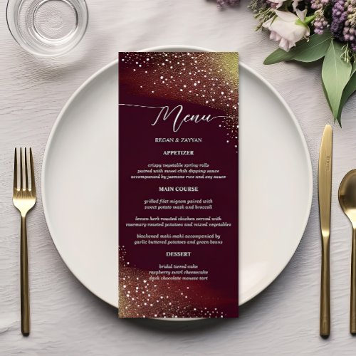 Starry Night Deep Crimson Wedding Menu