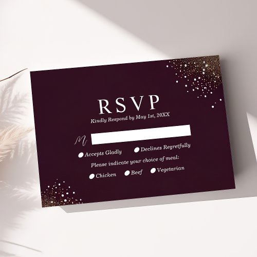 Starry Night Deep Crimson Wedding Rsvp Card