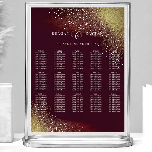 Starry Night Deep Crimson Wedding Seating Chart