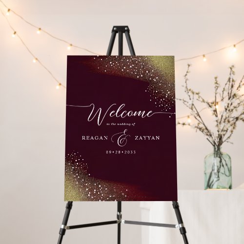 Starry Night Deep Crimson Wedding Welcome Foam Board