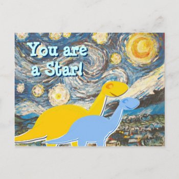 Starry Night Dinosaurs Postcard by dinoshop at Zazzle