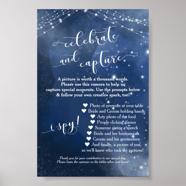 Starry Night Disposable Camera Instructions Sign (Front)