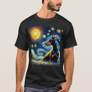 Starry Night Doberman Pinscher Dog Van Gogh Lover T-Shirt