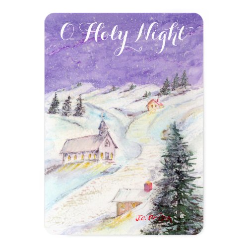 Starry Night Draped in Snow Christmas Church Party Card