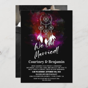 Starry Night Dream Catcher Wedding Reception Photo Invitation