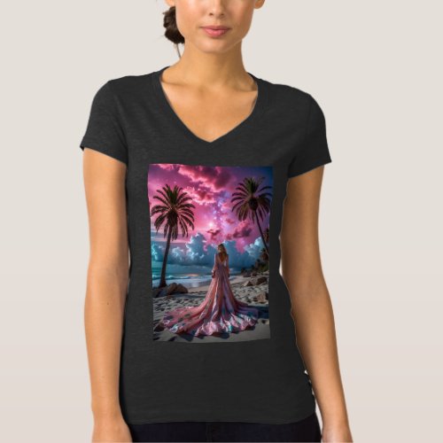 Starry Night Dreams Serenity by the Seashore T_Shirt