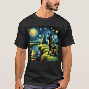 Starry Night Dutch Shepherd Dog Van Gogh Lover T-Shirt