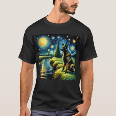 Starry Night Dutch Shepherd Dog Van Gogh Lover T-Shirt