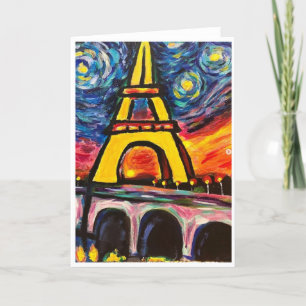 Starry Night Eiffel Tower Card <Blank Inside>