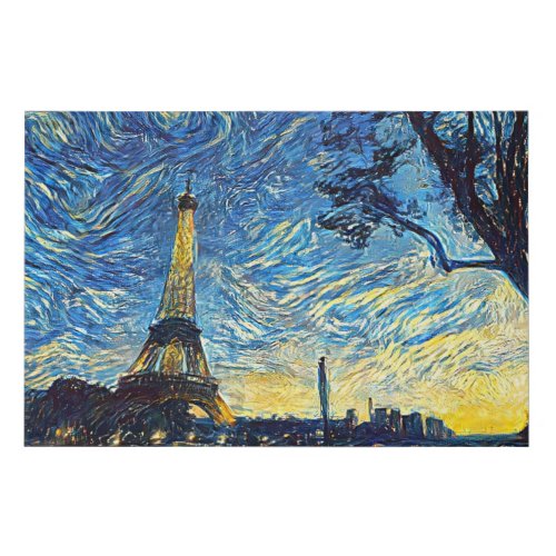 Starry Night Eiffel Tower _ Van Gogh Faux Canvas Print