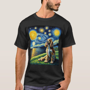 Starry Night English Cocker Spaniel Dog Van Gogh T-Shirt