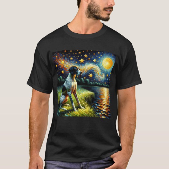 Starry Night English Pointer Dog Van Gogh Lover T-Shirt (Front)