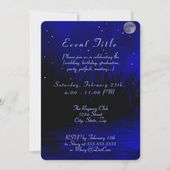 Starry Night Evening With Moon Invitation by GlitterInvitations at Zazzle