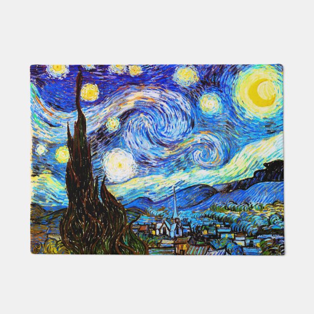 Starry Night (F612) Van Gogh Fine Art Doormat (Front)