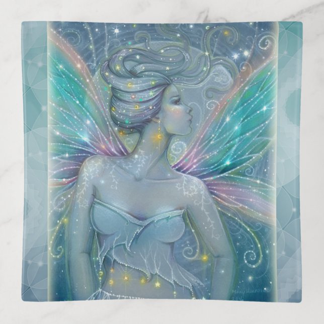 Starry Night Fairy Fantasy Art by Molly Harrison Trinket Tray (Front)