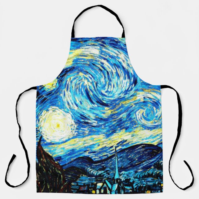 Starry Night, famous artwork by Van Gogh Apron (Front)