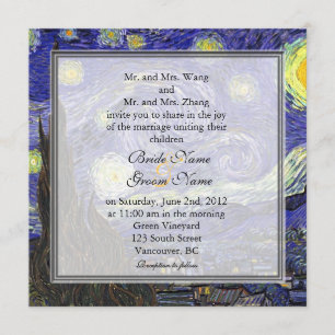 Starry Night, famous fine art wedding Invitation