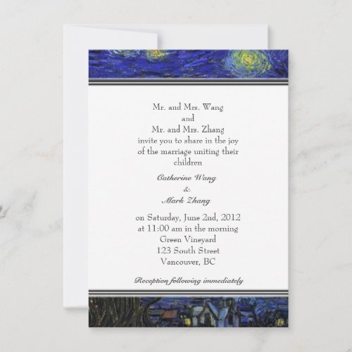 Starry Night famous fine art wedding invitation Invitation