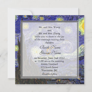 Starry Night, famous fine art wedding invitation. Invitation