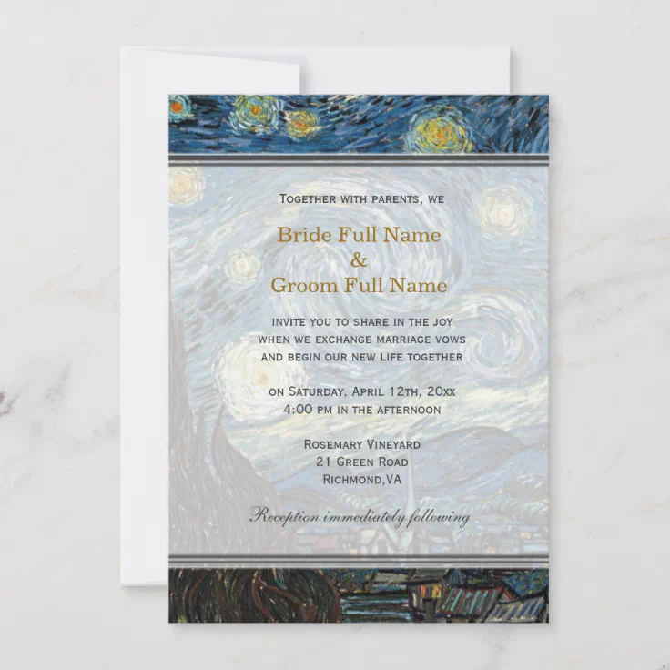 Starry Night, famous fine art wedding invitation. Invitation | Zazzle