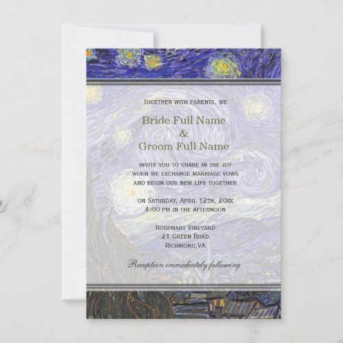 Starry Night famous fine art wedding invitation Invitation