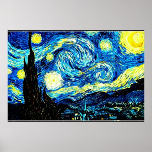 Starry Night famous painting by Van Gogh Poster