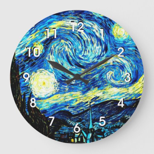 Starry Night famous painting by vincent van gogh Large Clock
