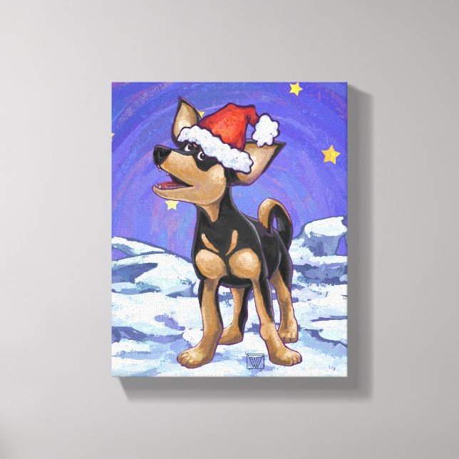 Starry Night Festive Chihuahua Canvas Print (Front)